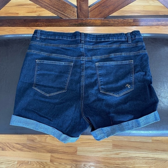 Modcloth button fly cuffed size 18 shorts dark wash summer denim jean - Picture 4 of 12